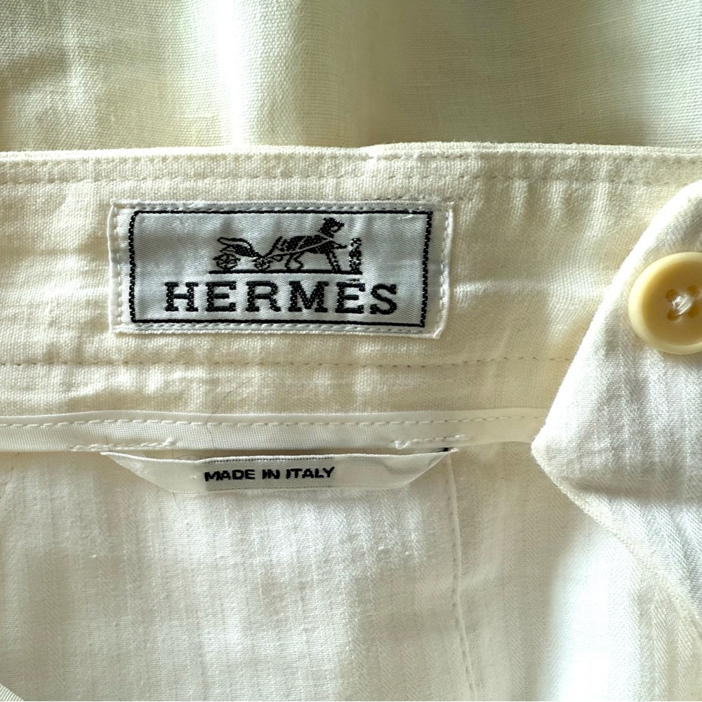 Hermes Light Yellow Linen Cargo Shorts